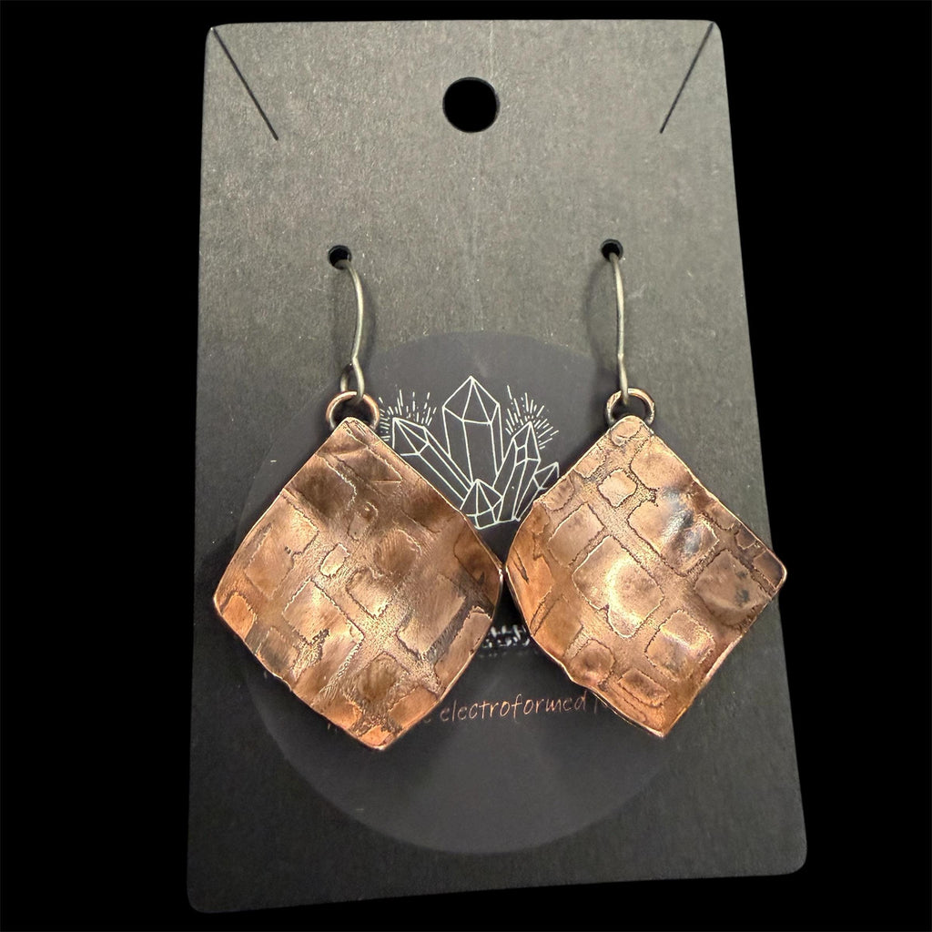 Copper Electro-Etched Dangle Earrings | Titanium Ear Wires