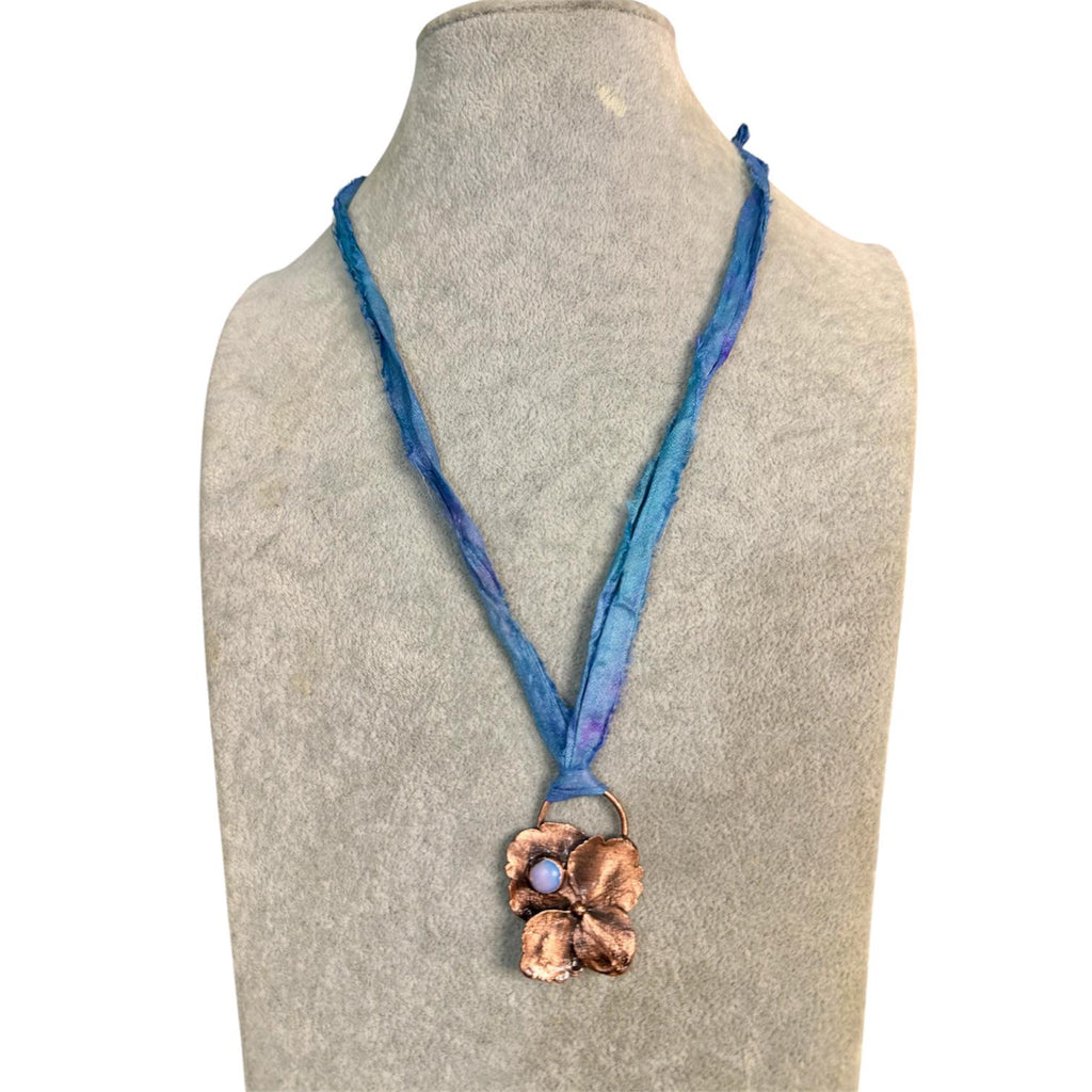 Sari Silk Hydrangea Petal Electroformed Necklace