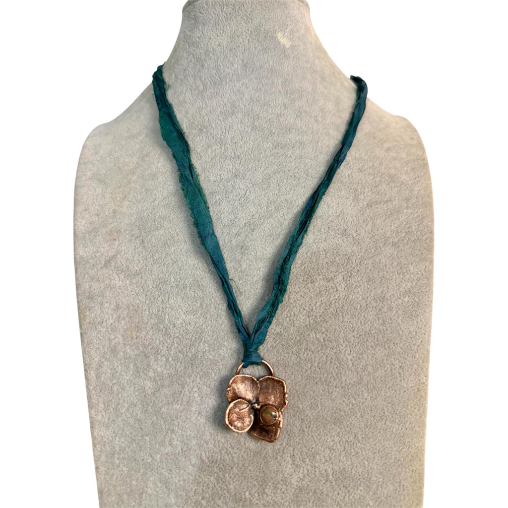 Sari Silk Hydrangea Petal Electroformed Necklace