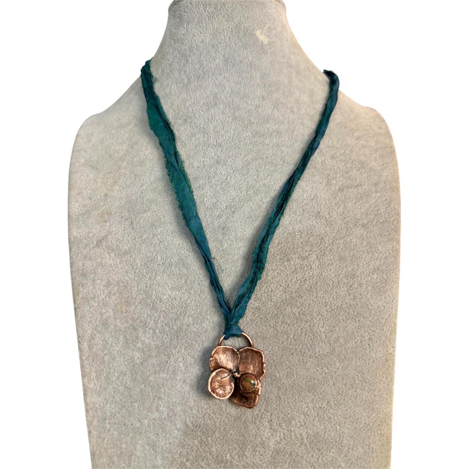 Sari Silk Hydrangea Petal Electroformed Necklace
