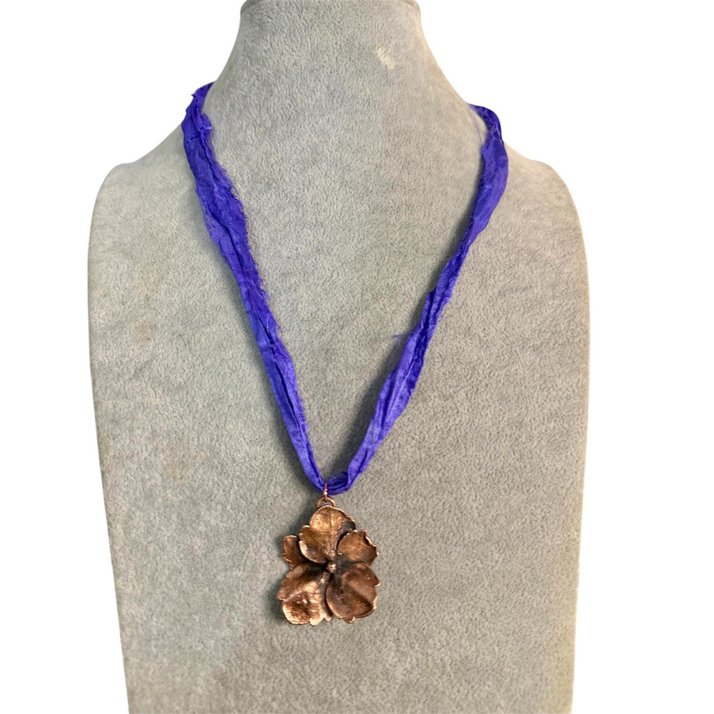 Sari Silk Hydrangea Petal Electroformed Necklace