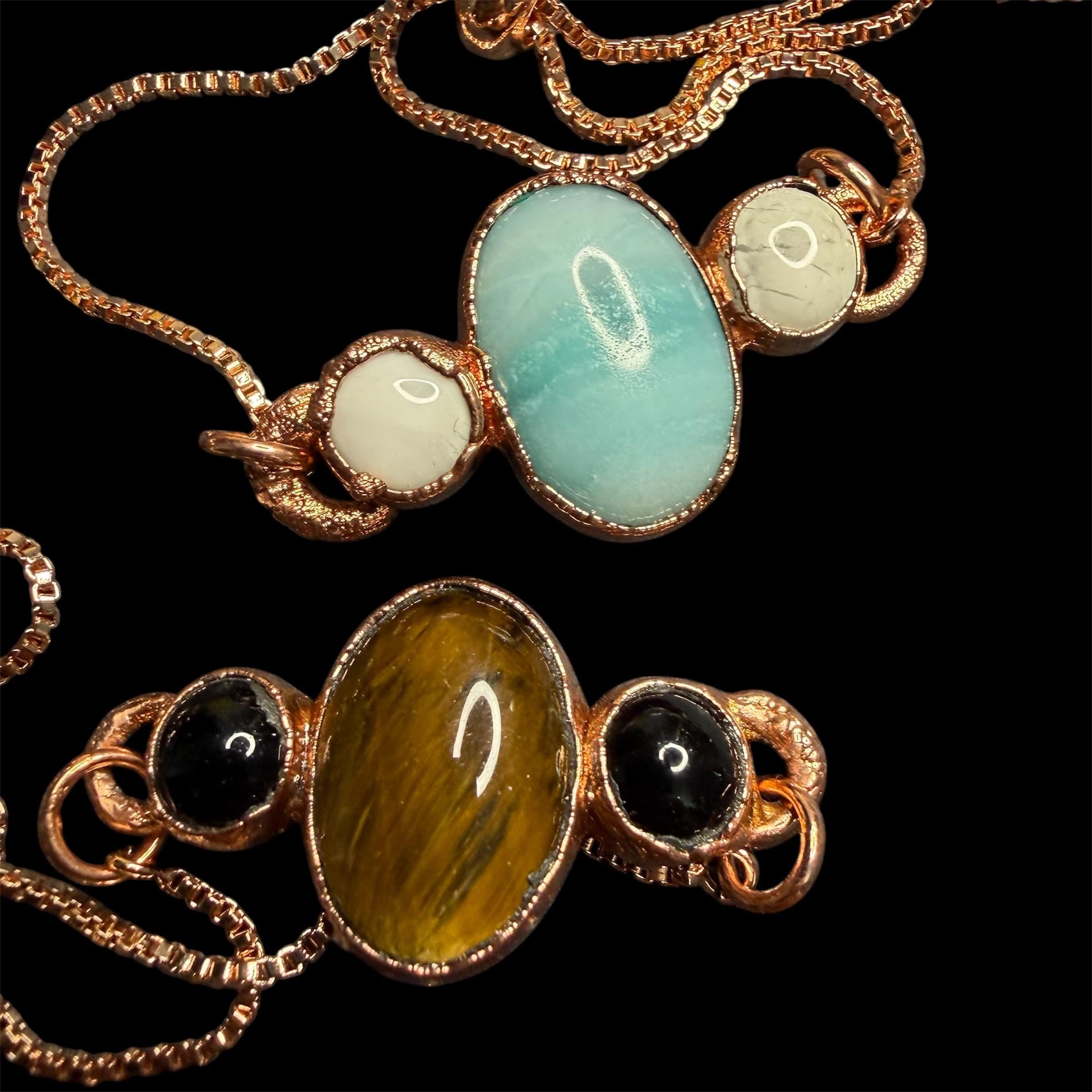 Electroformed Multi Gemstone Adjustable Bracelet