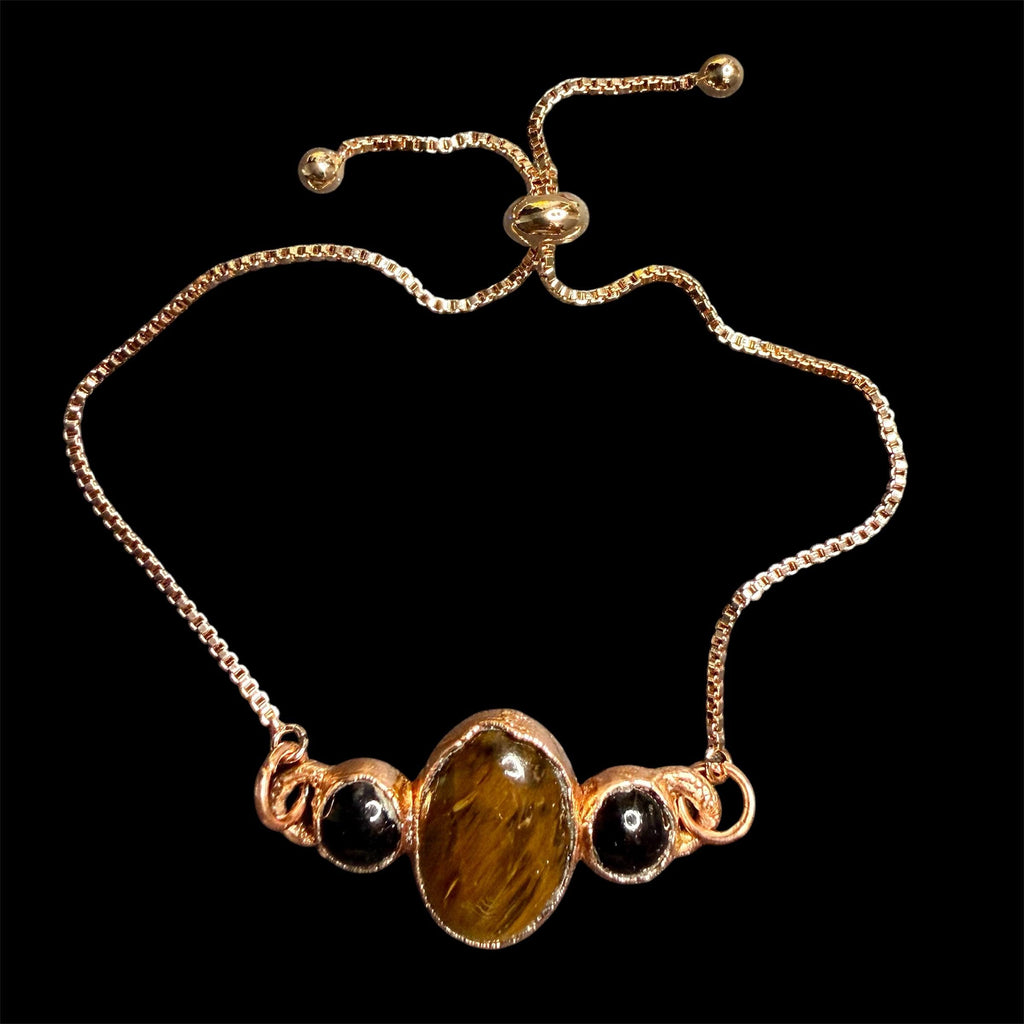 Electroformed Multi Gemstone Adjustable Bracelet