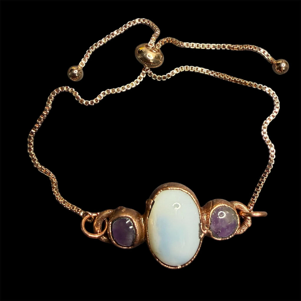 Electroformed Multi Gemstone Adjustable Bracelet