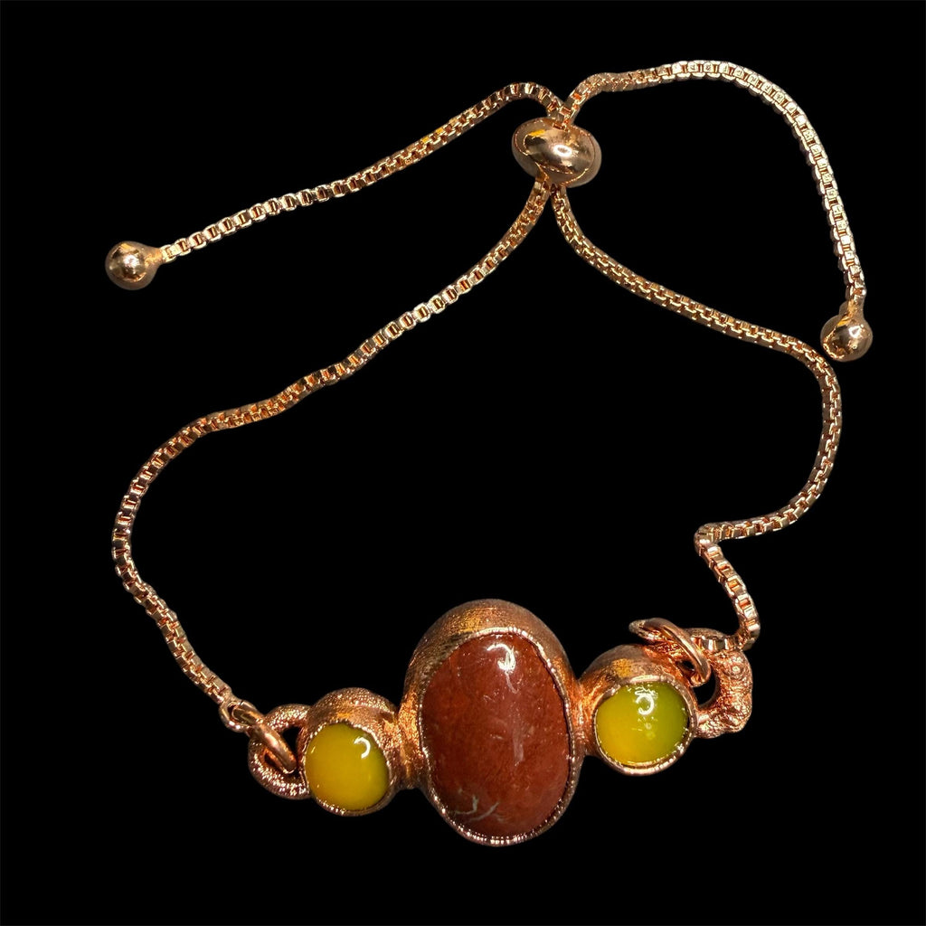 Electroformed Multi Gemstone Adjustable Bracelet