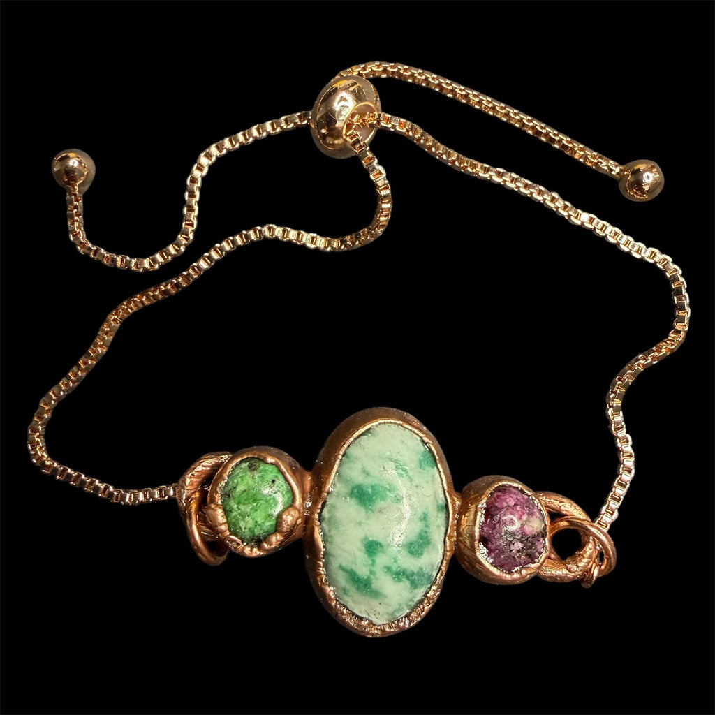 Electroformed Multi Gemstone Adjustable Bracelet