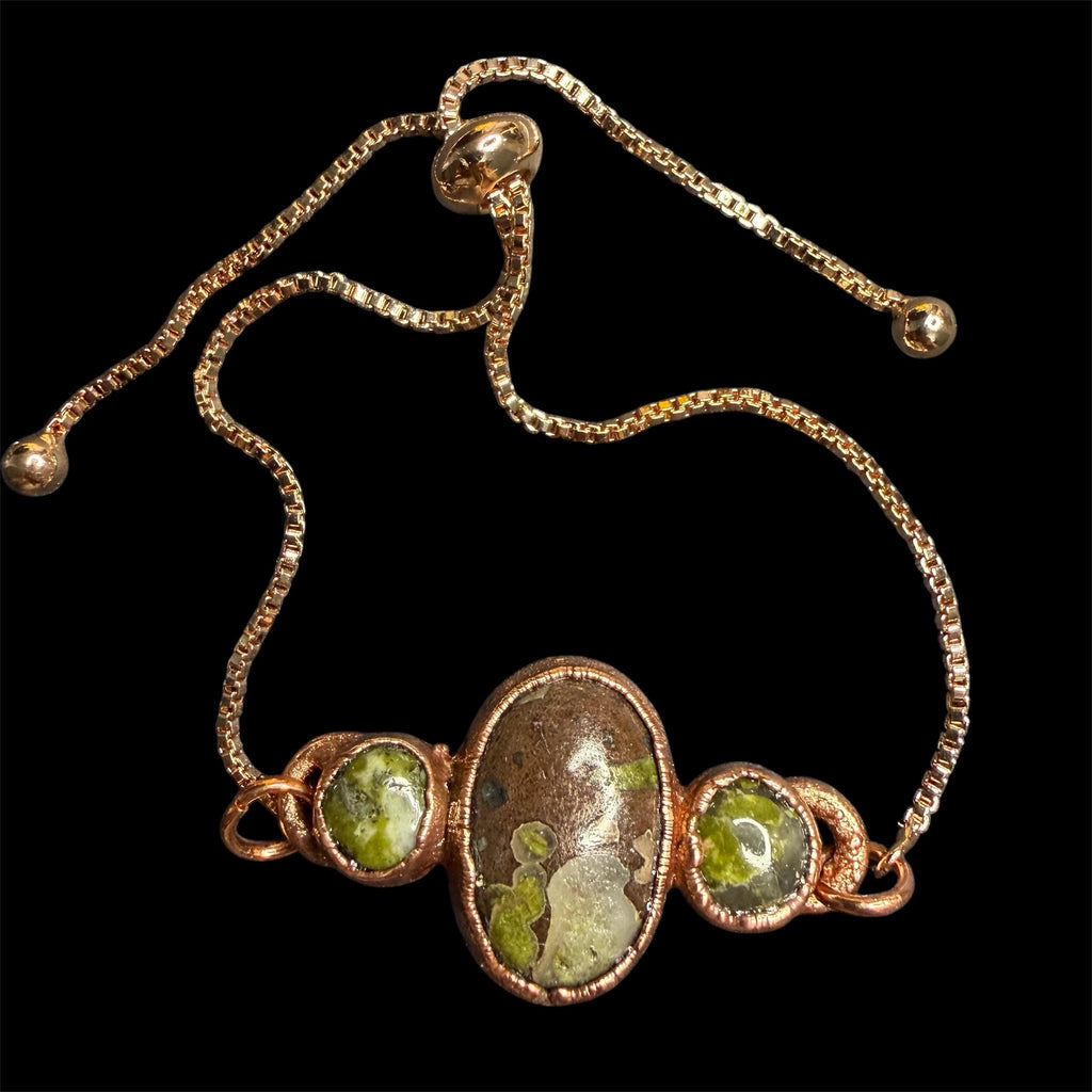 Electroformed Multi Gemstone Adjustable Bracelet