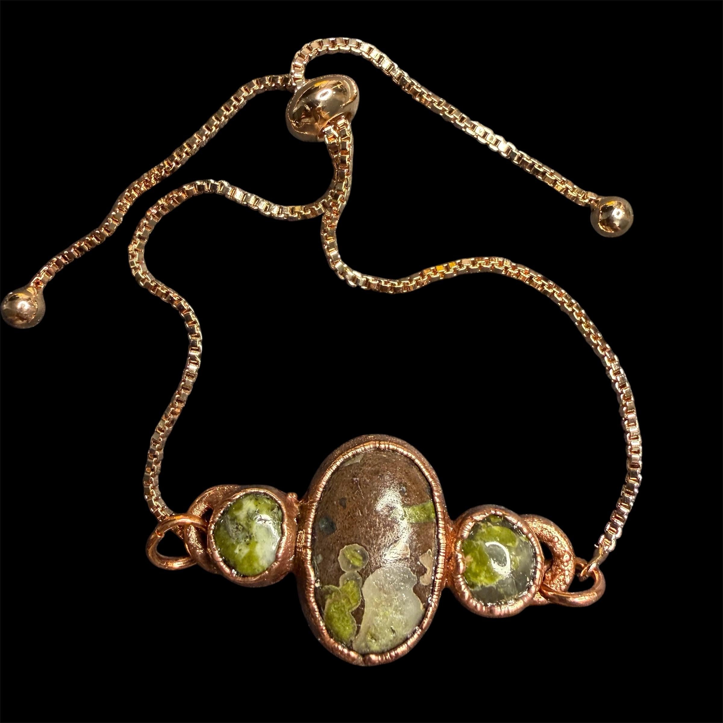 Electroformed Multi Gemstone Adjustable Bracelet