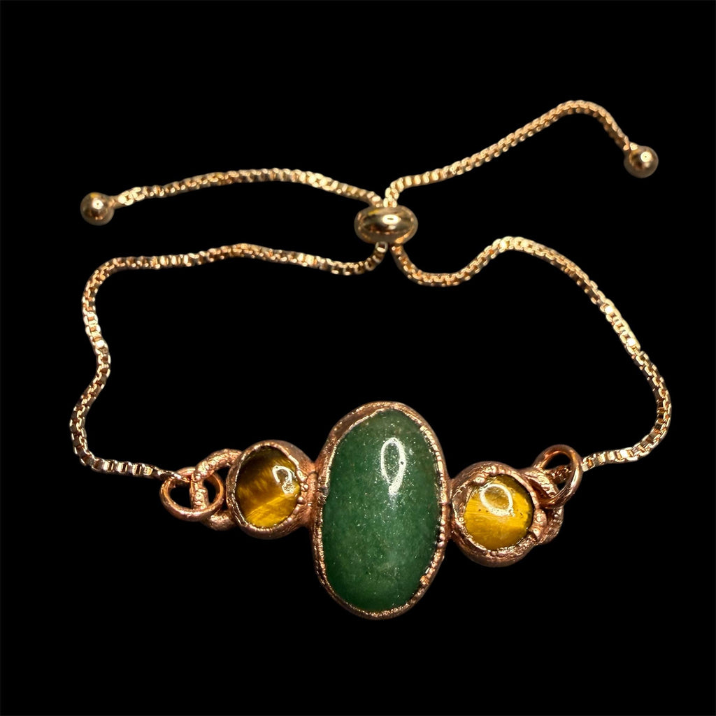 Electroformed Multi Gemstone Adjustable Bracelet