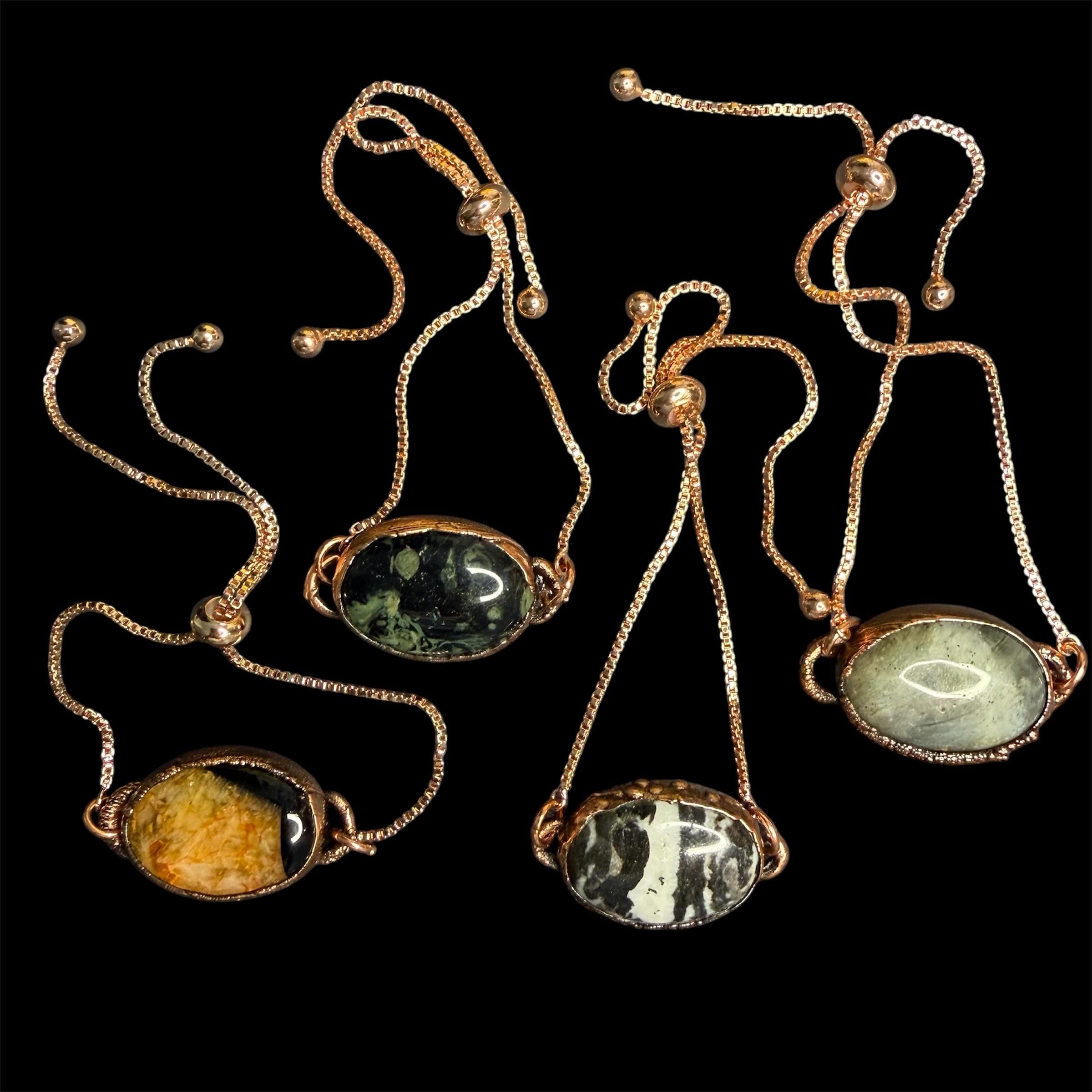 Electroformed Gemstone Adjustable Bracelet