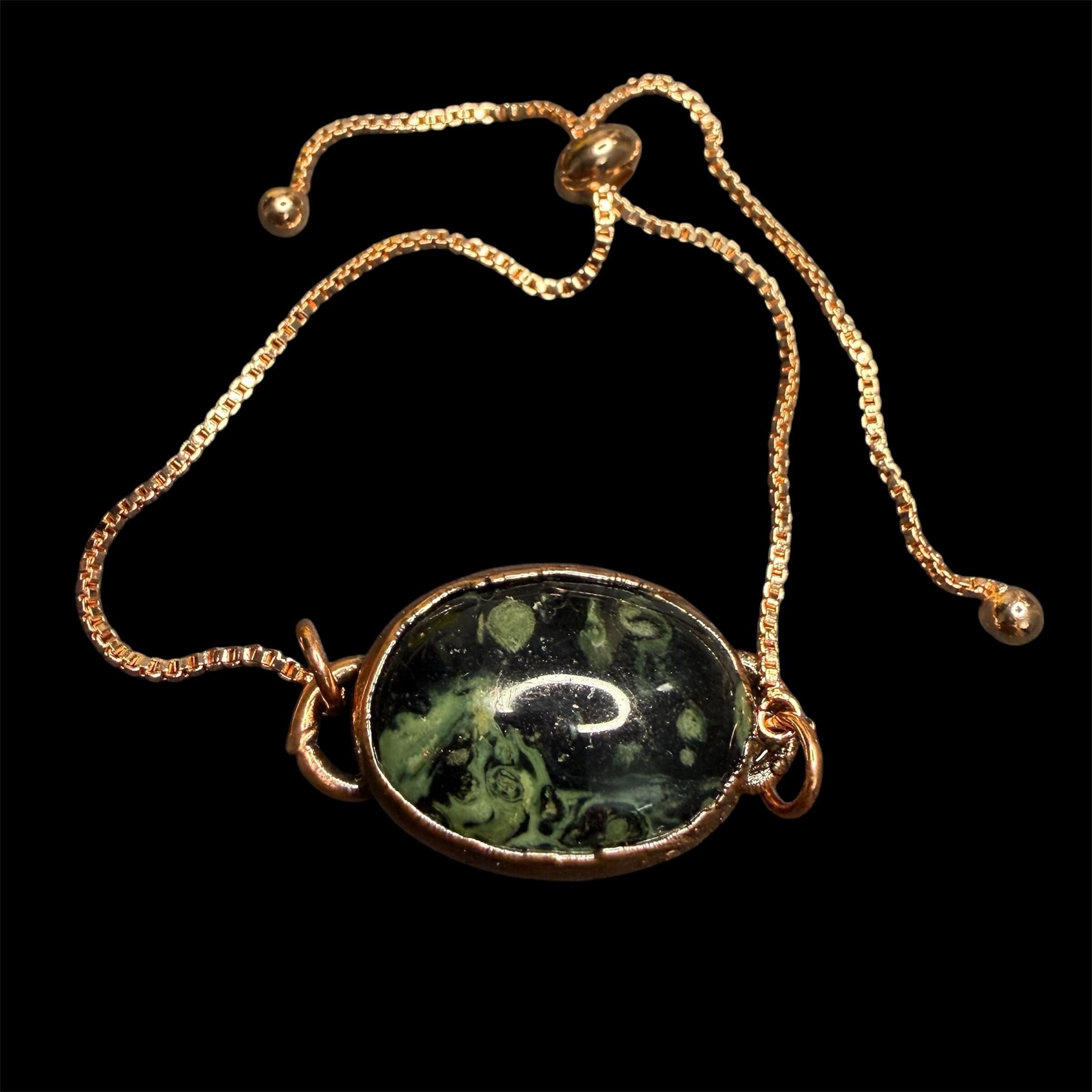 Electroformed Gemstone Adjustable Bracelet