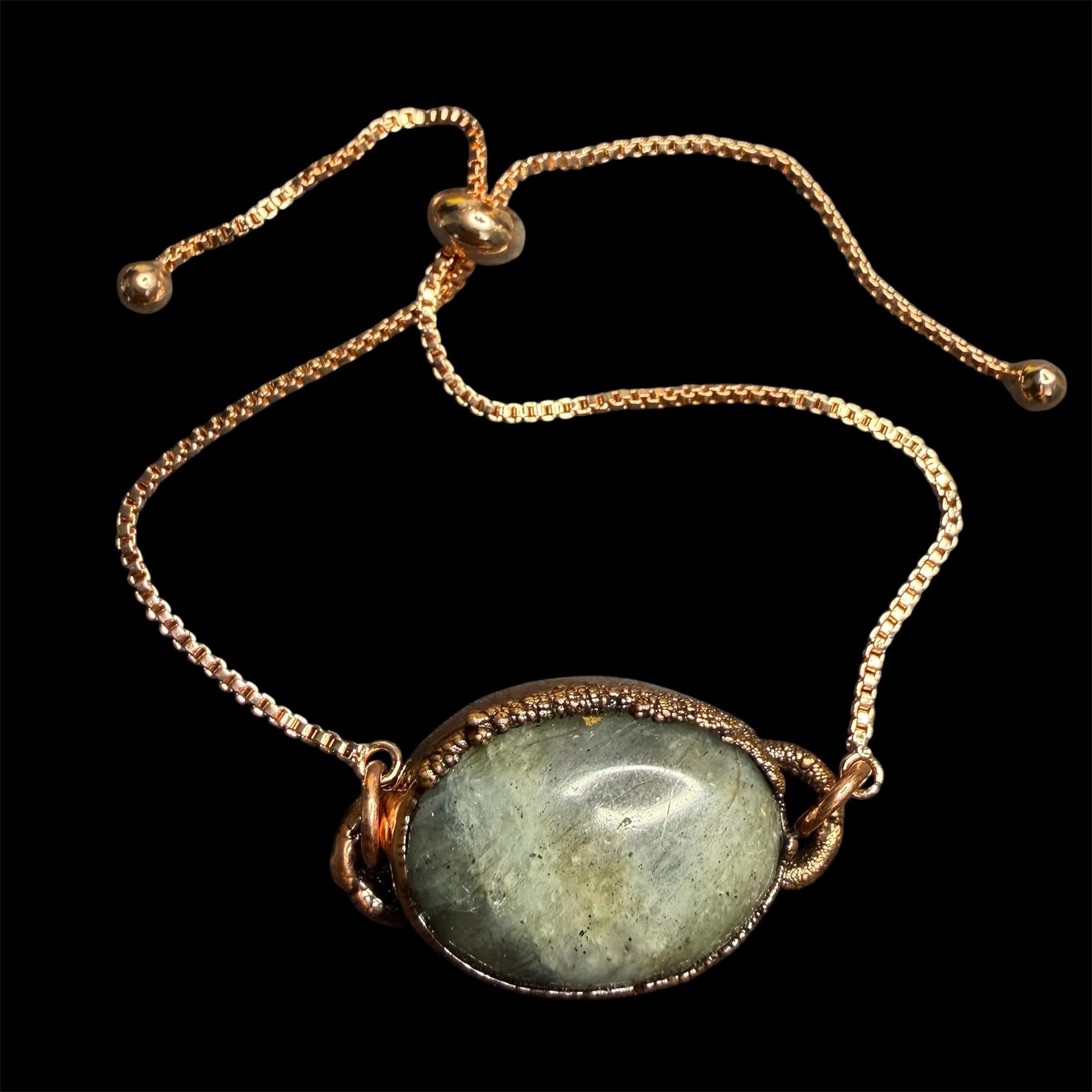 Electroformed Gemstone Adjustable Bracelet