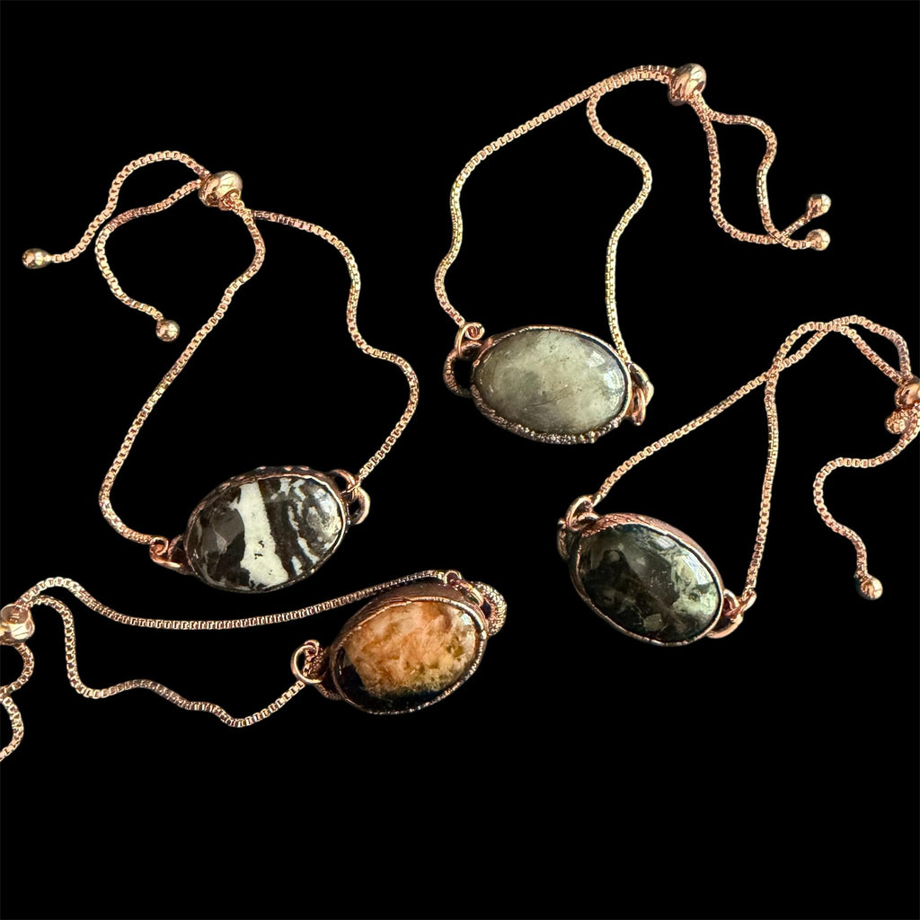 Electroformed Gemstone Adjustable Bracelet