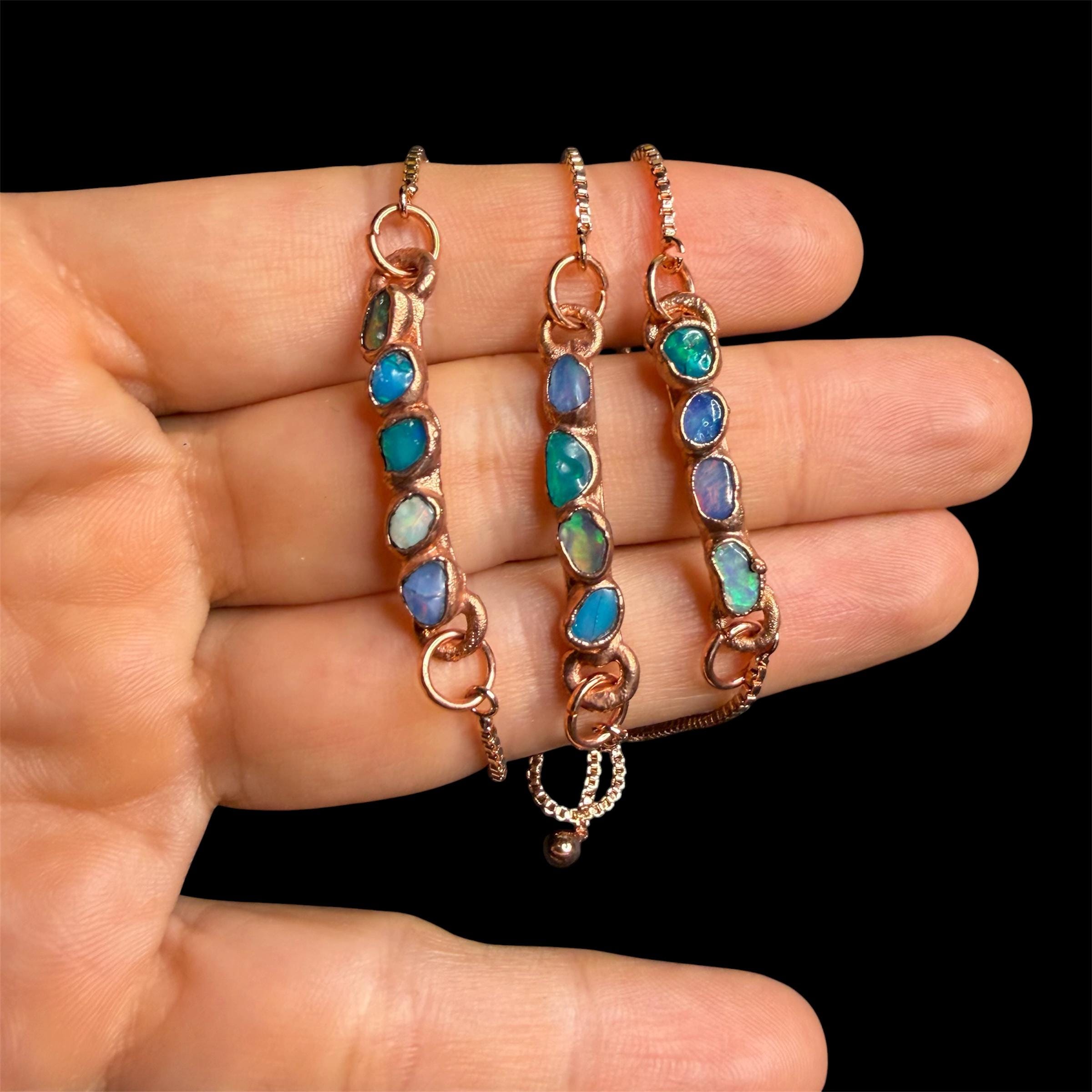 Electroformed Opal Multi-Stone Adjustable Bracelet