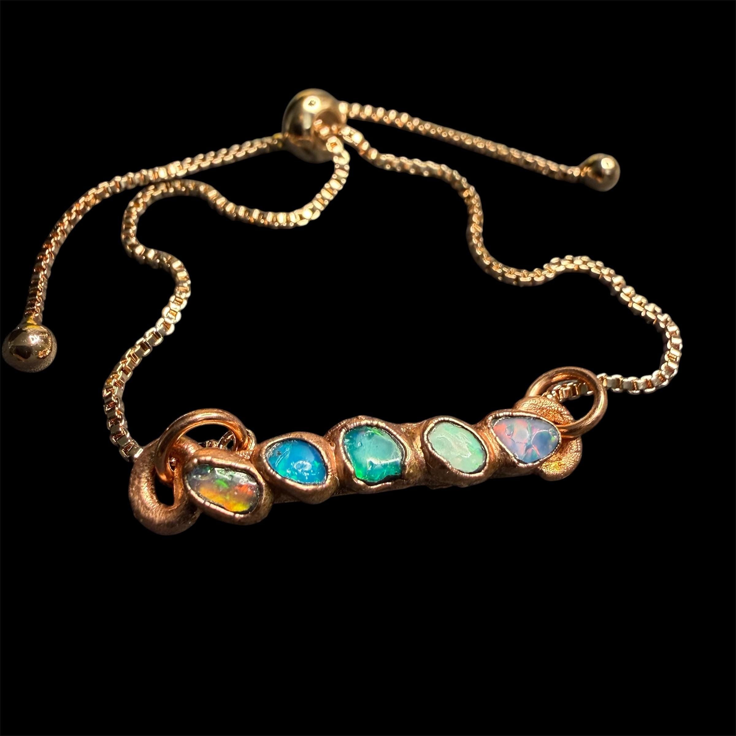 Electroformed Opal Multi-Stone Adjustable Bracelet
