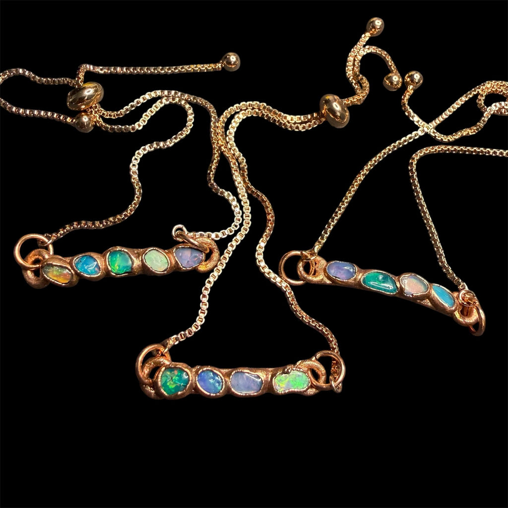 Electroformed Opal Multi-Stone Adjustable Bracelet