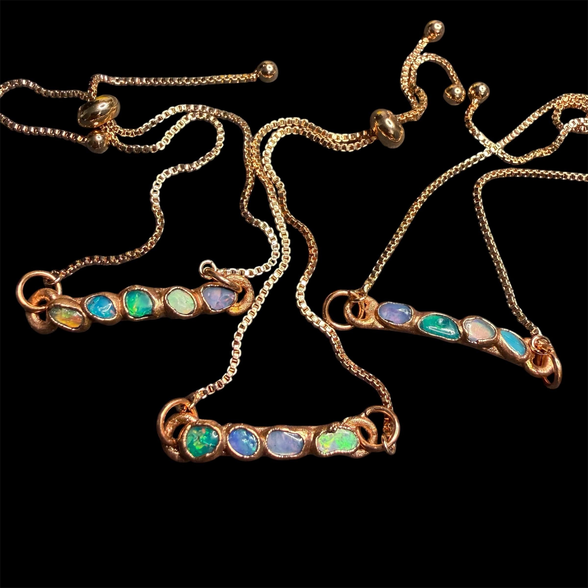 Electroformed Opal Multi-Stone Adjustable Bracelet