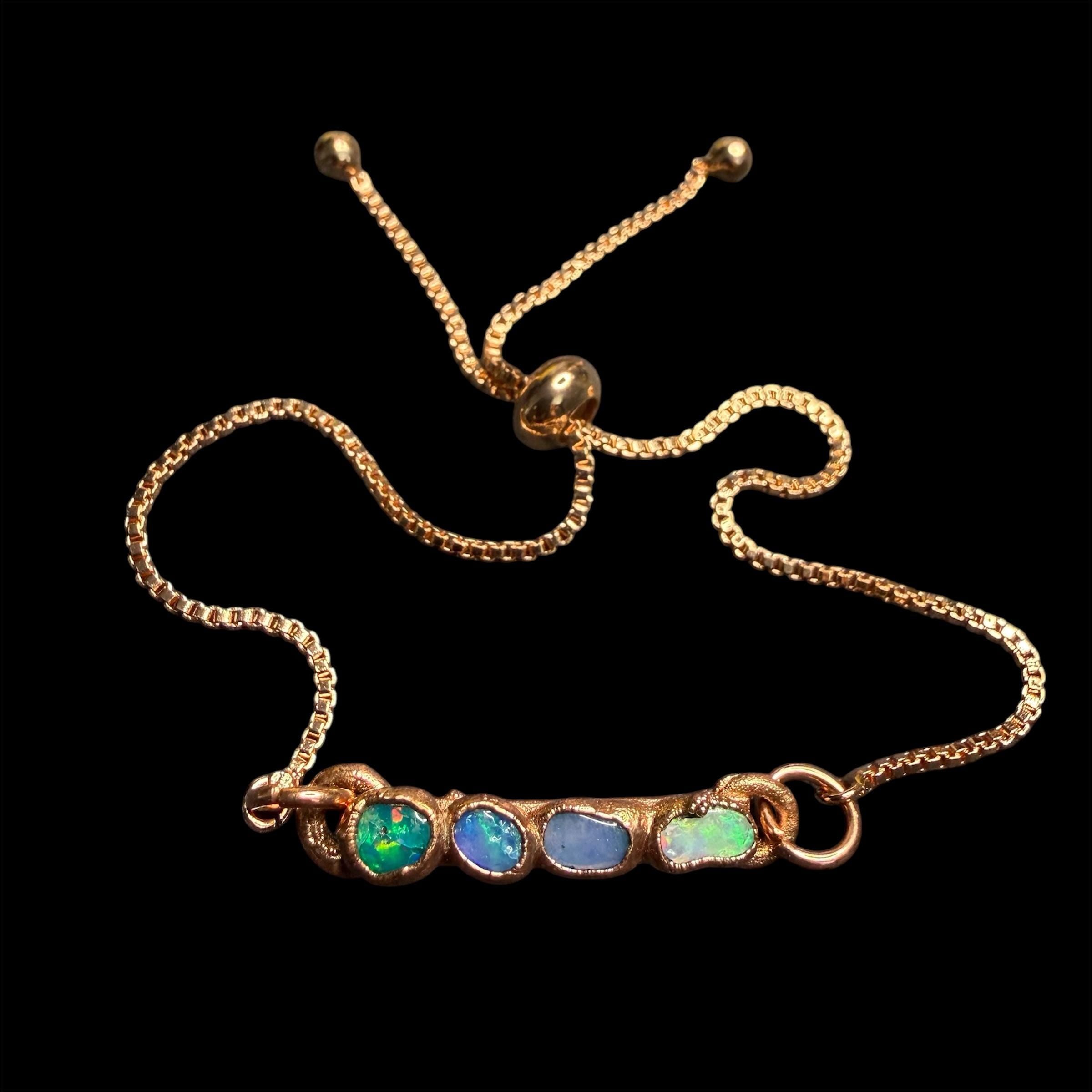Electroformed Opal Multi-Stone Adjustable Bracelet