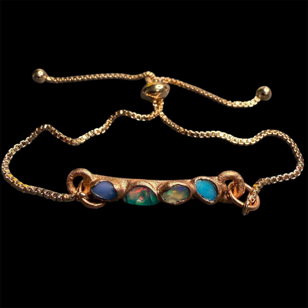 Electroformed Opal Multi-Stone Adjustable Bracelet