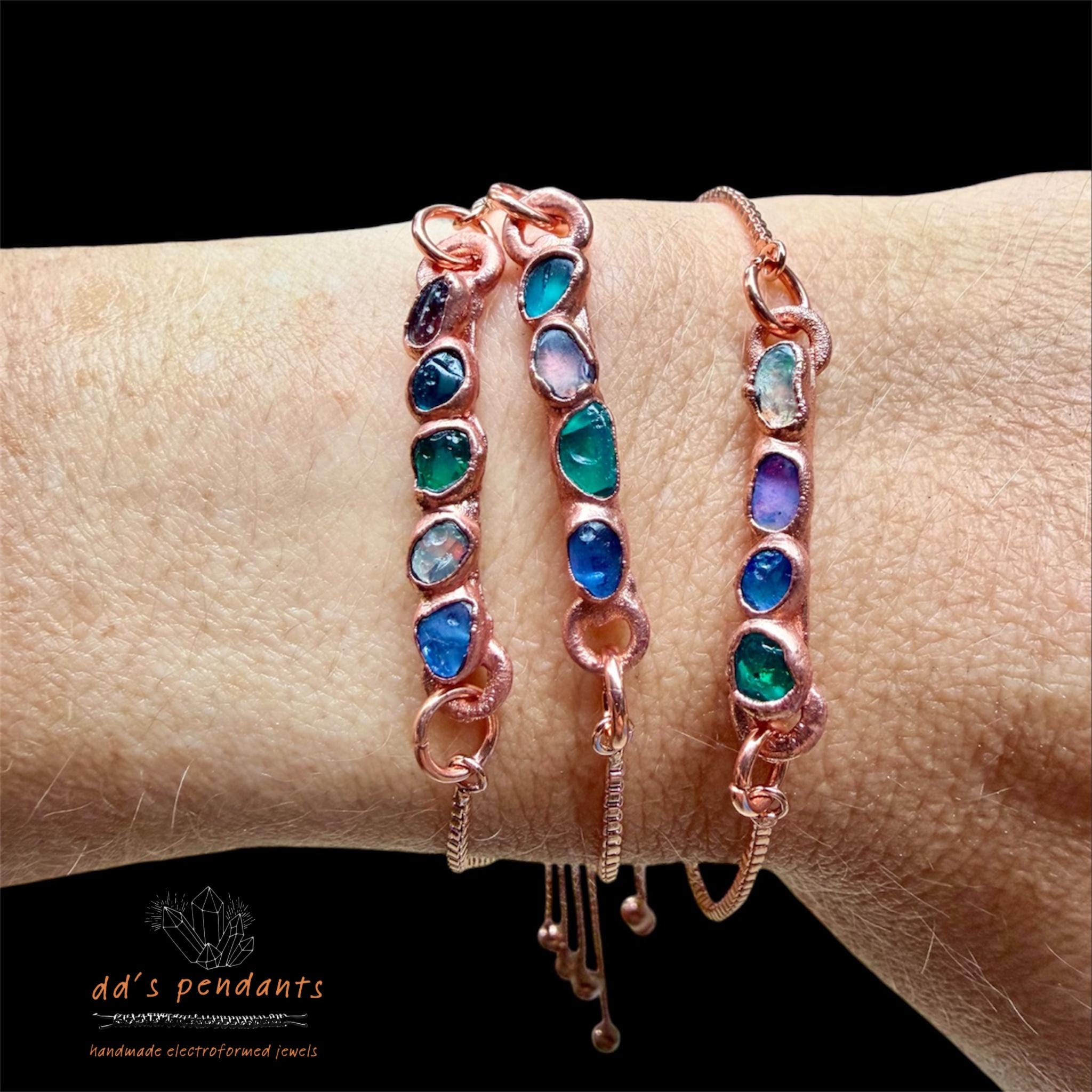 Electroformed Opal Multi-Stone Adjustable Bracelet