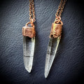 Lemurian Quartz Point Electroformed Copper Necklace- Raw Stone Necklace