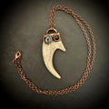 Electroformed Antler Necklace with Labradorite & Obsidian – Copper Nature Jewelry
