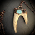 Electroformed Antler Necklace with Labradorite & Obsidian – Copper Nature Jewelry