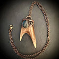 Electroformed Antler Necklace with Labradorite & Obsidian – Copper Nature Jewelry