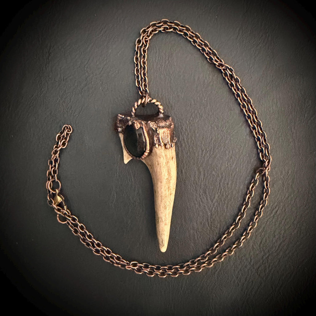 Electroformed Antler Necklace with Labradorite – Copper Nature Jewelry