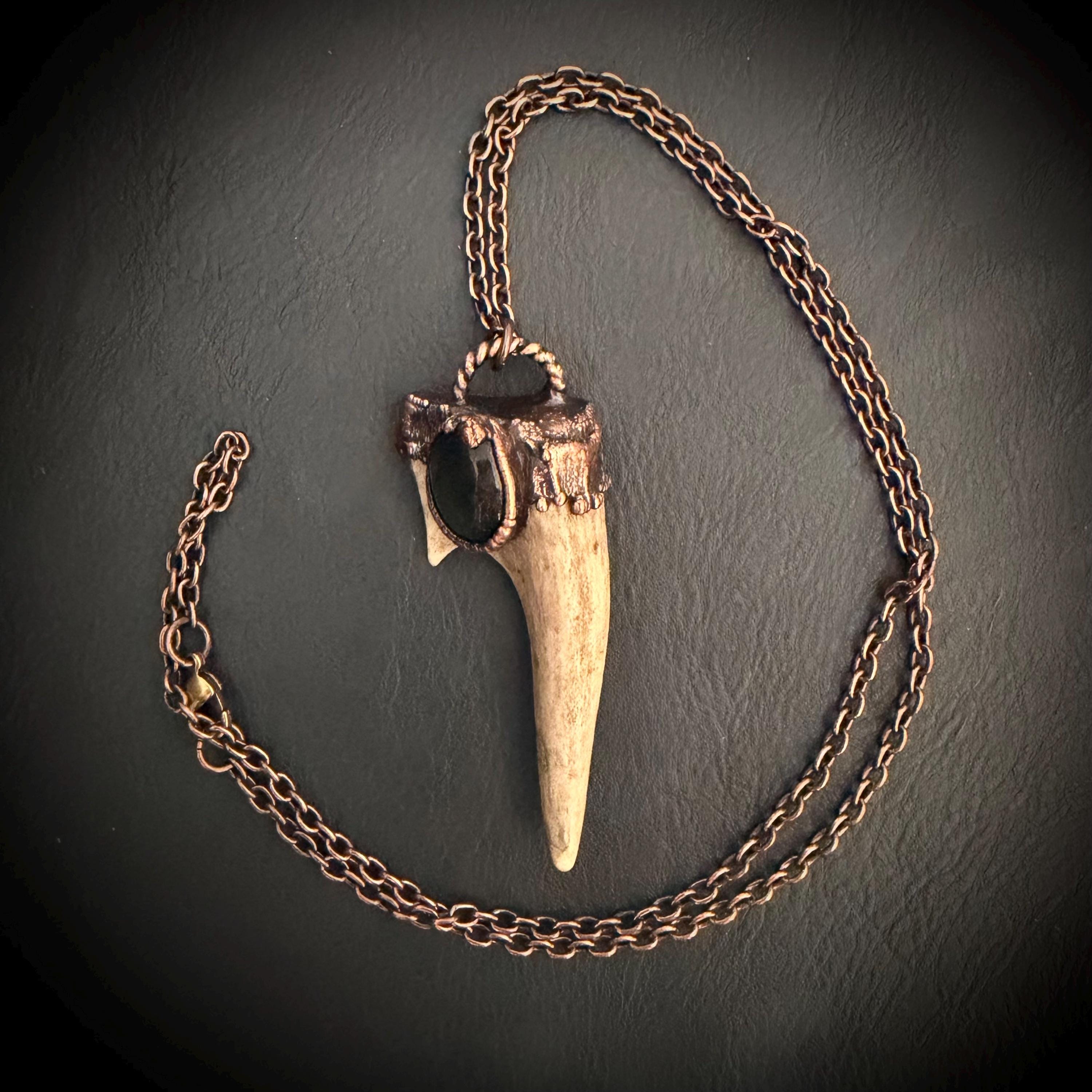 Electroformed Antler Necklace with Labradorite – Copper Nature Jewelry