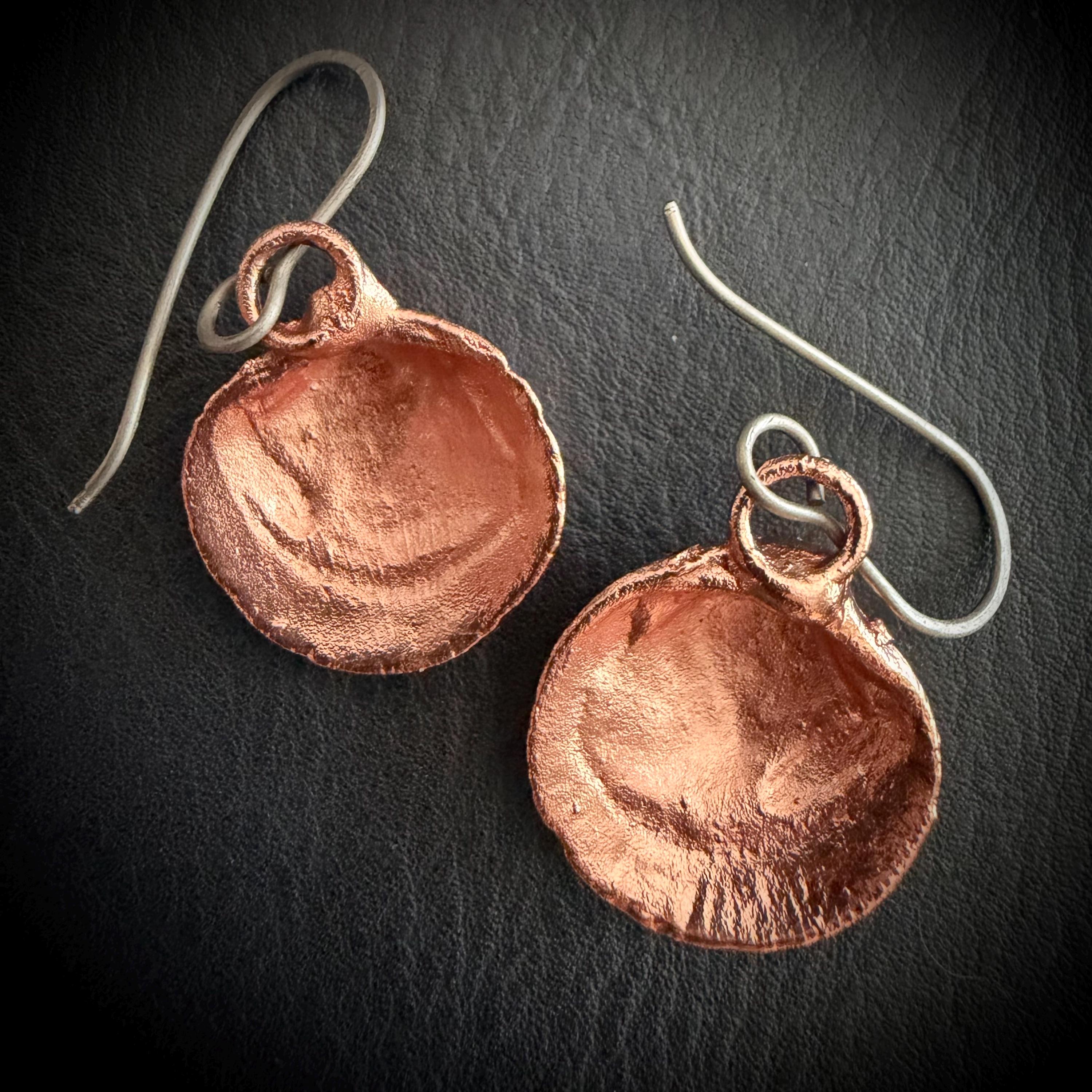 Electroformed Seashell Heart Earrings | Copper Shell Earrings | Titanium Ear Wires | Coastal Jewelry | Ocean Inspired Handmade Earrings