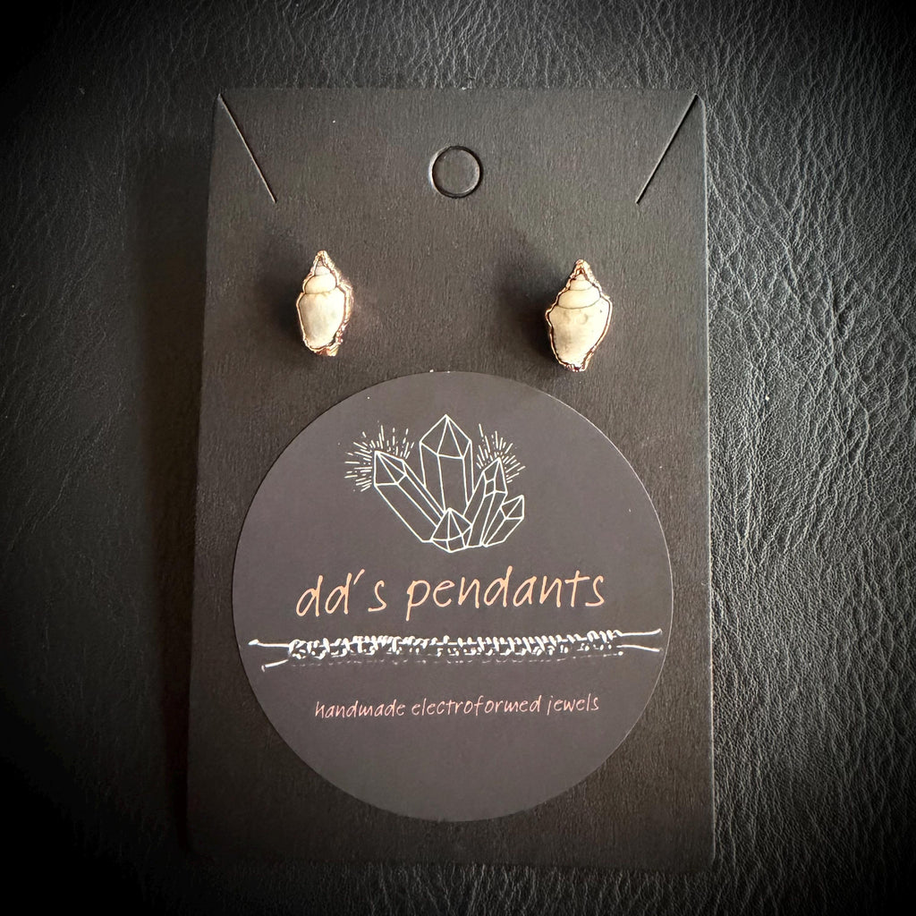 Tiny Electroformed Seashell Stud Earrings | Real Shell Earrings | Coastal Jewelry | Stainless Steel Posts | Beach Lover Gift