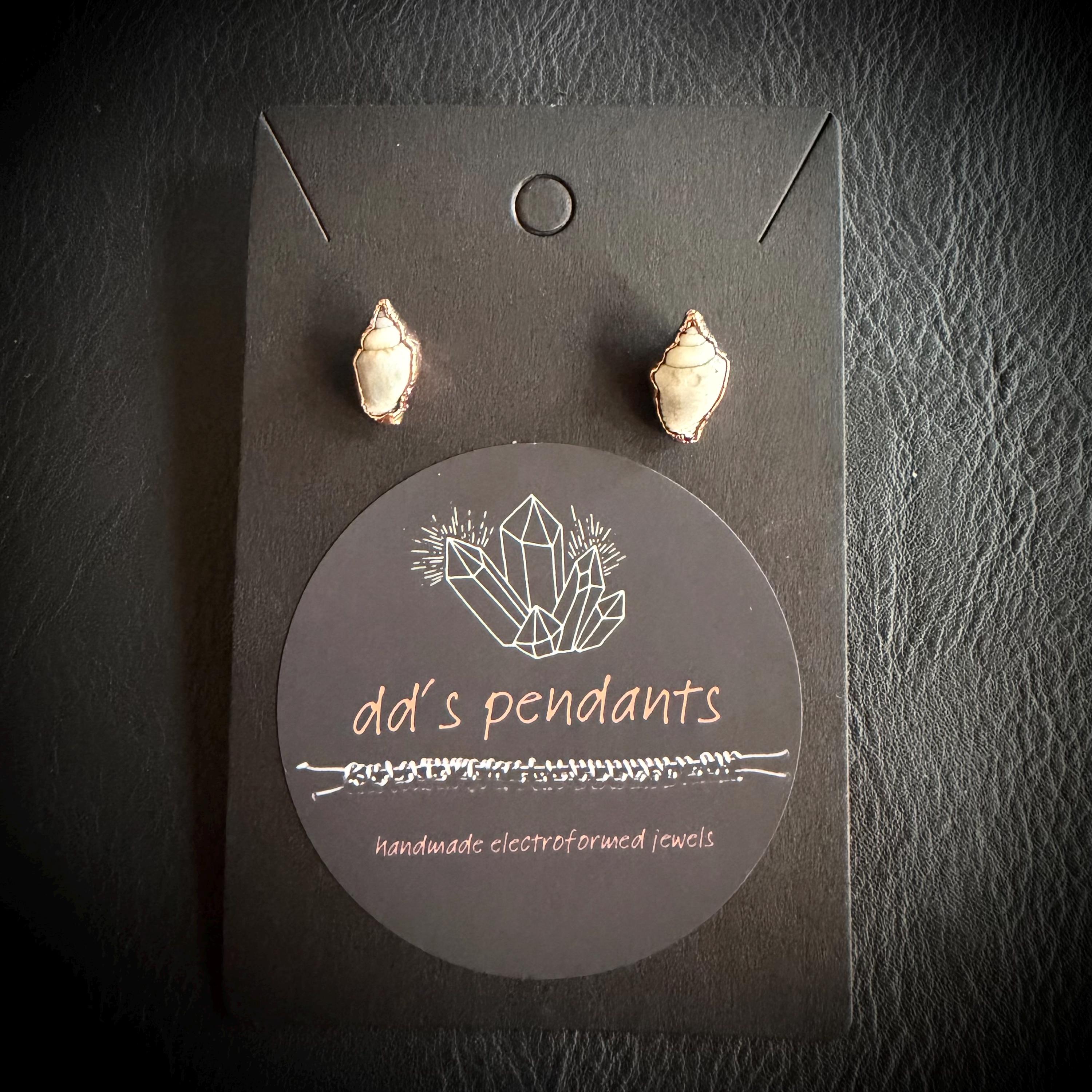 Tiny Electroformed Seashell Stud Earrings | Real Shell Earrings | Coastal Jewelry | Stainless Steel Posts | Beach Lover Gift
