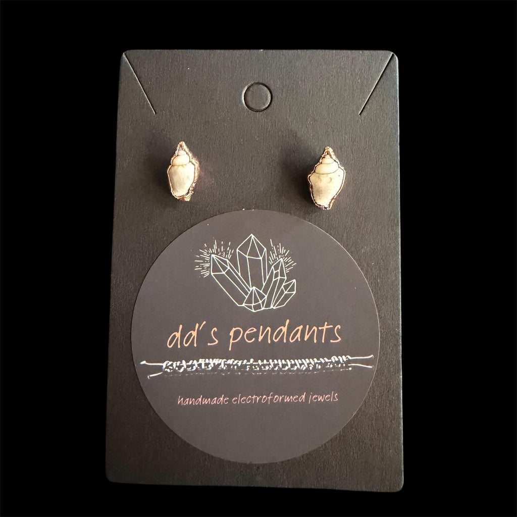 Tiny Electroformed Seashell Stud Earrings | Real Shell Earrings | Coastal Jewelry | Stainless Steel Posts | Beach Lover Gift