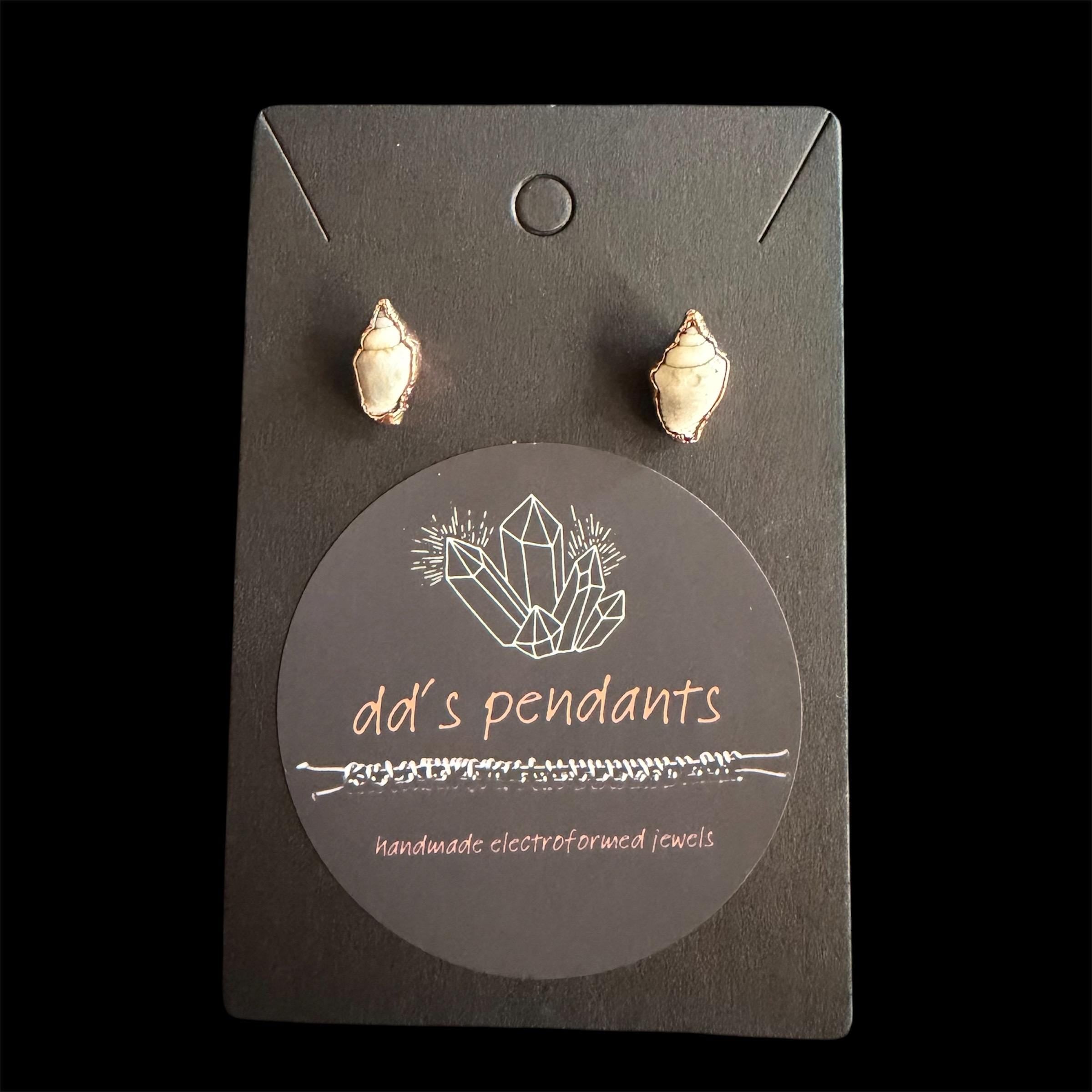 Tiny Electroformed Seashell Stud Earrings | Real Shell Earrings | Coastal Jewelry | Stainless Steel Posts | Beach Lover Gift