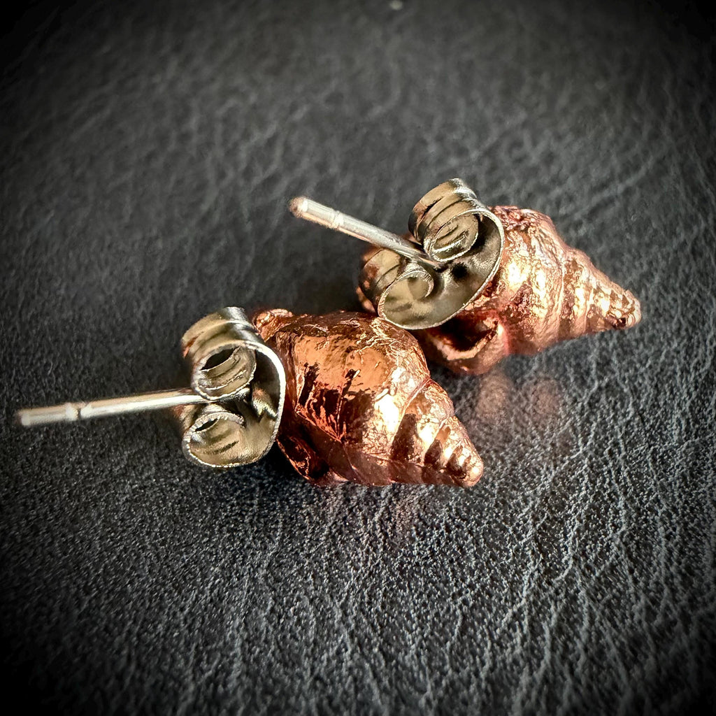Tiny Electroformed Seashell Stud Earrings | Real Shell Earrings | Coastal Jewelry | Stainless Steel Posts | Beach Lover Gift