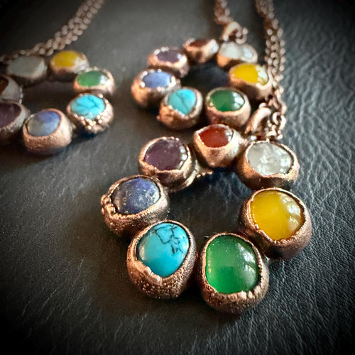 Chakra Rainbow Circle Electroformed Necklace / Pride Necklace