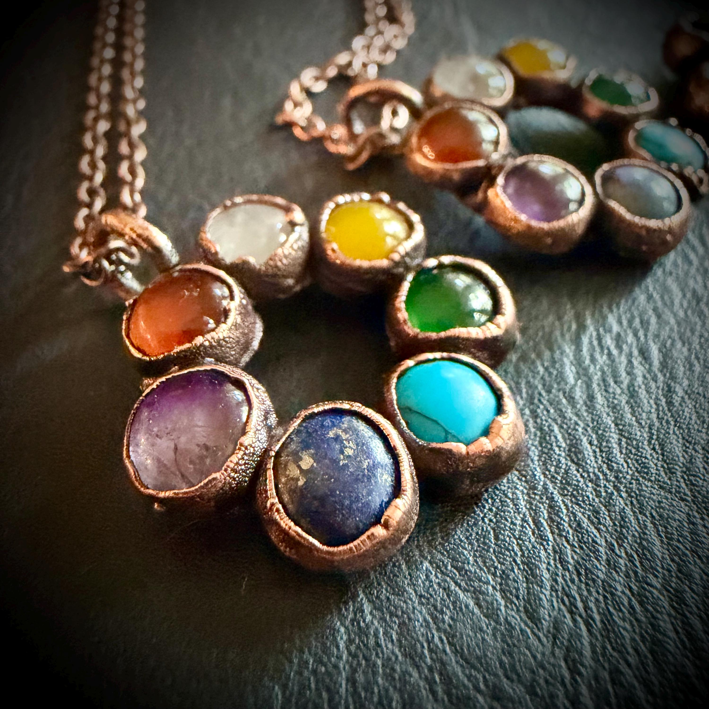 Chakra Rainbow Circle Electroformed Necklace / Pride Necklace