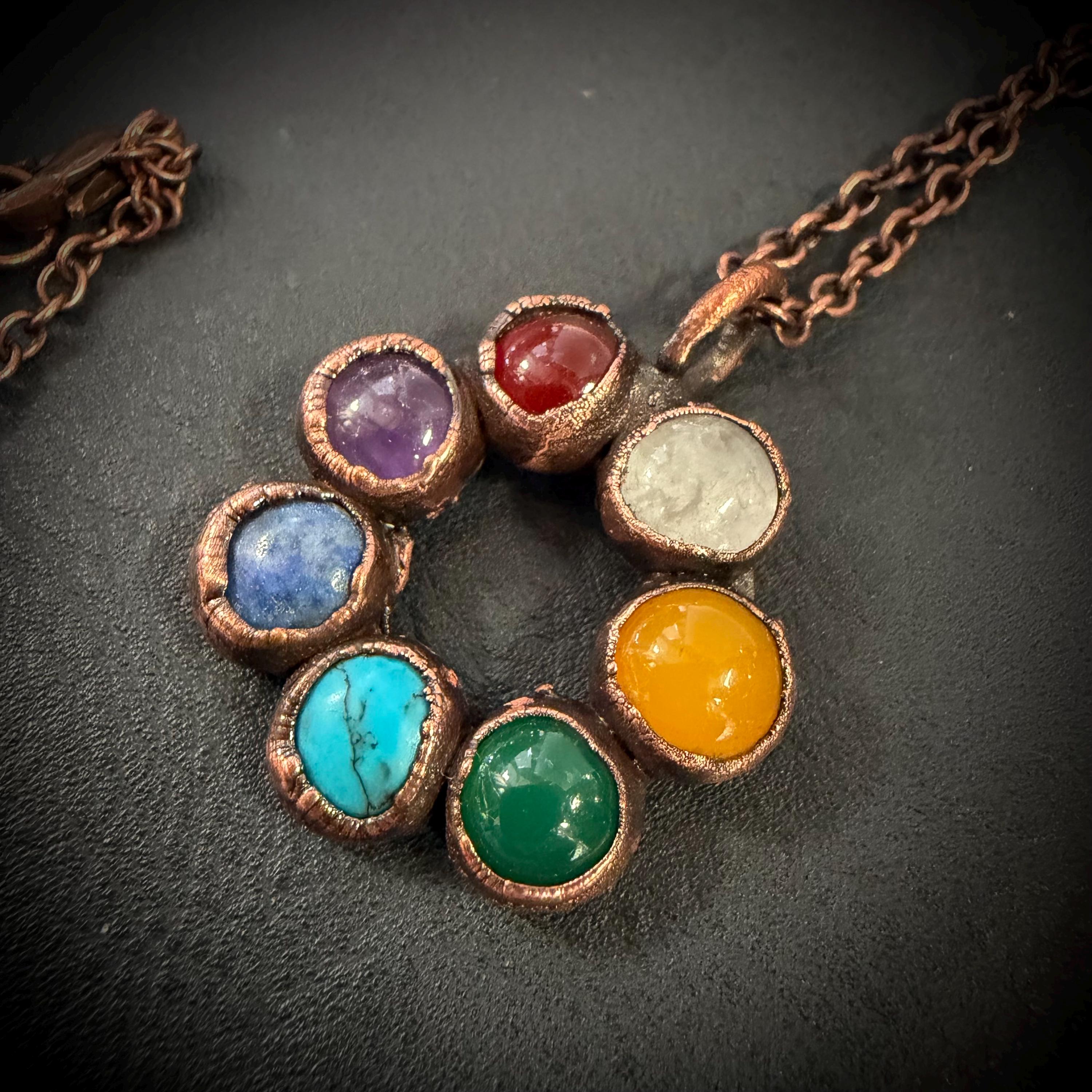 Chakra Rainbow Circle Electroformed Necklace / Pride Necklace