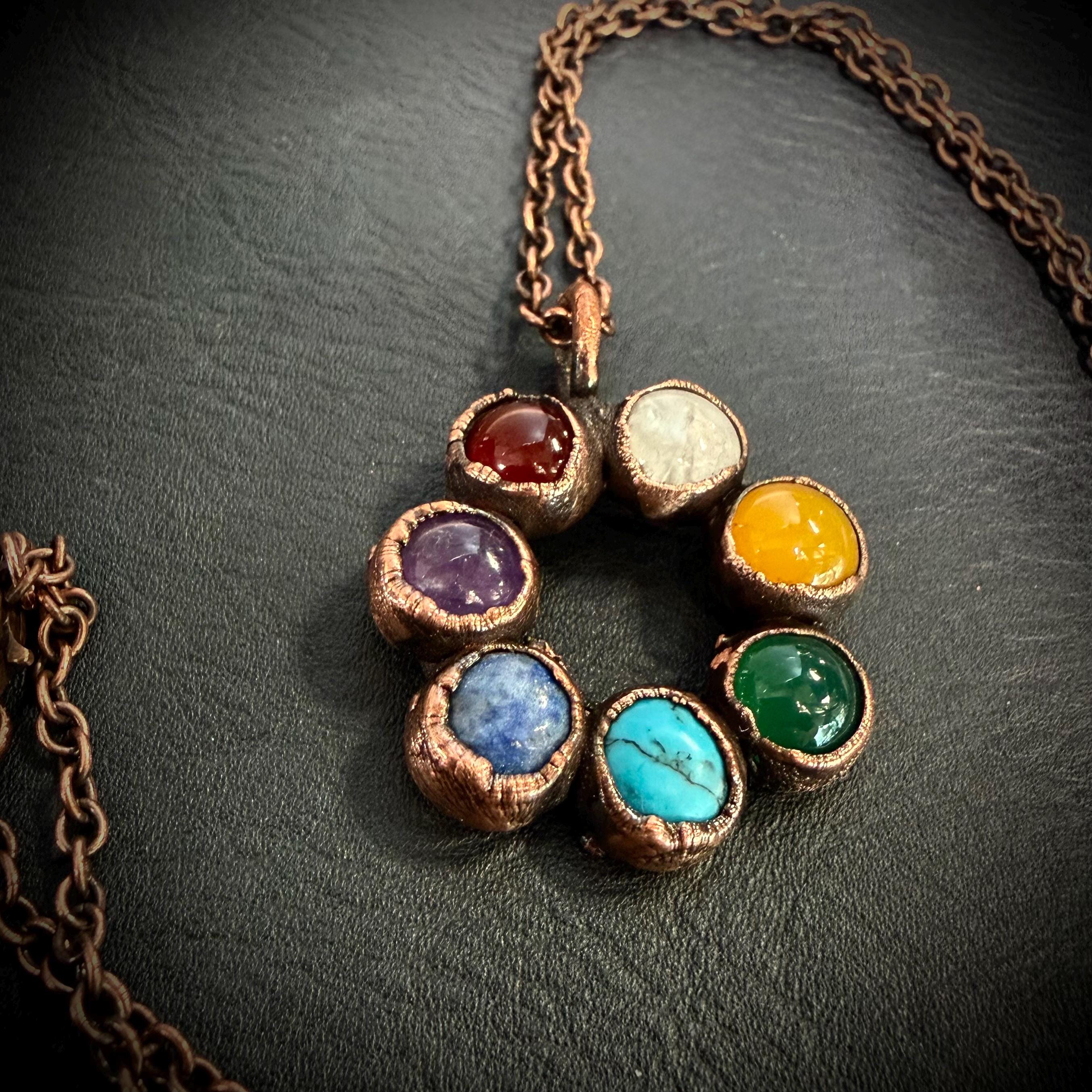 Chakra Rainbow Circle Electroformed Necklace / Pride Necklace