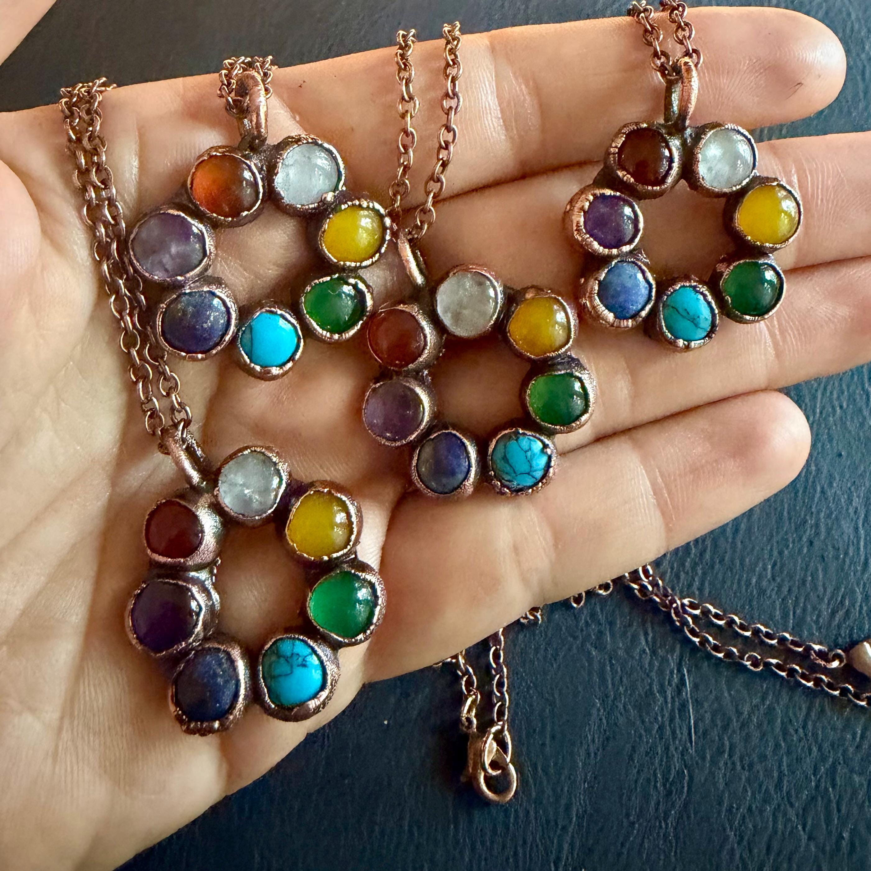 Chakra Rainbow Circle Electroformed Necklace / Pride Necklace