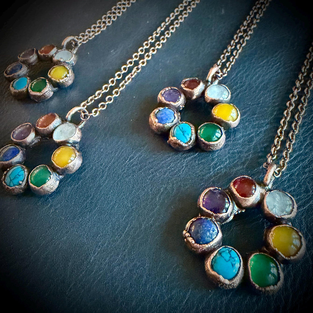 Chakra Rainbow Circle Electroformed Necklace / Pride Necklace