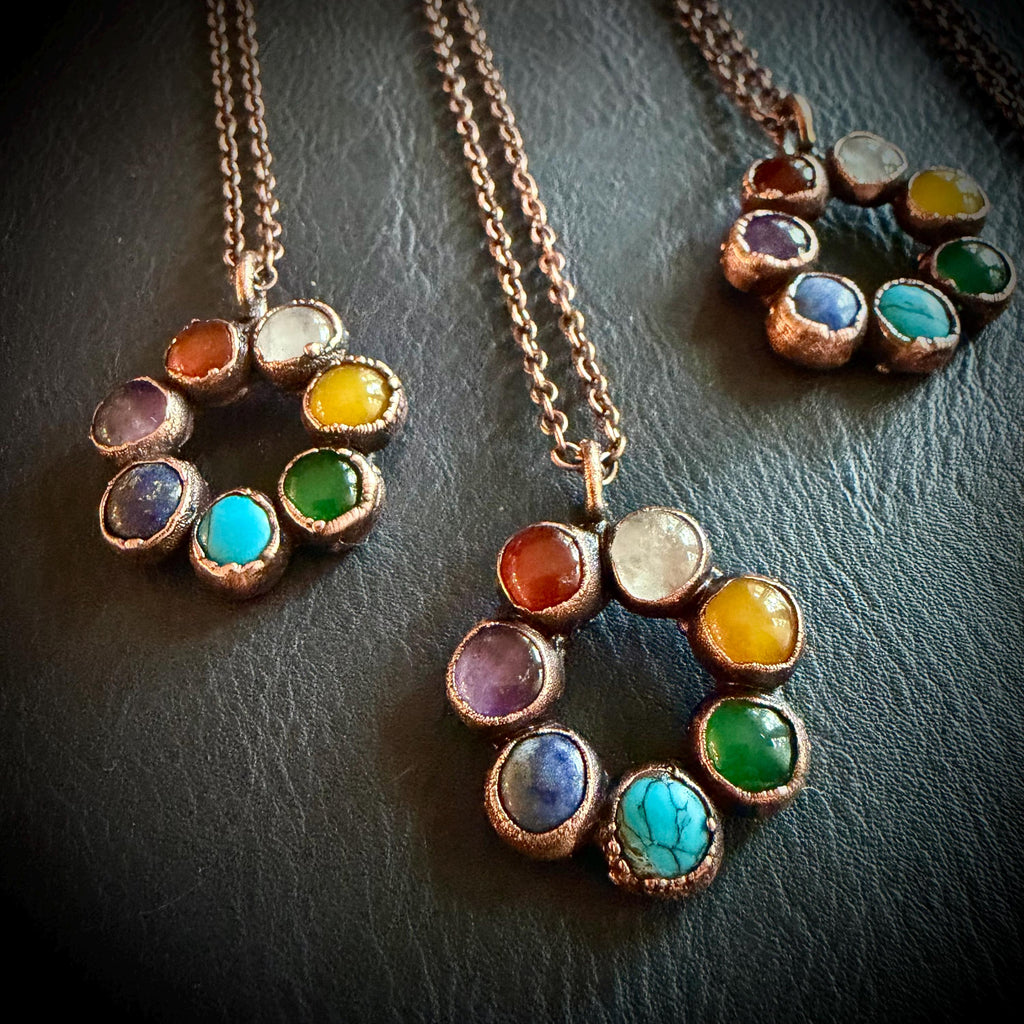 Chakra Rainbow Circle Electroformed Necklace / Pride Necklace