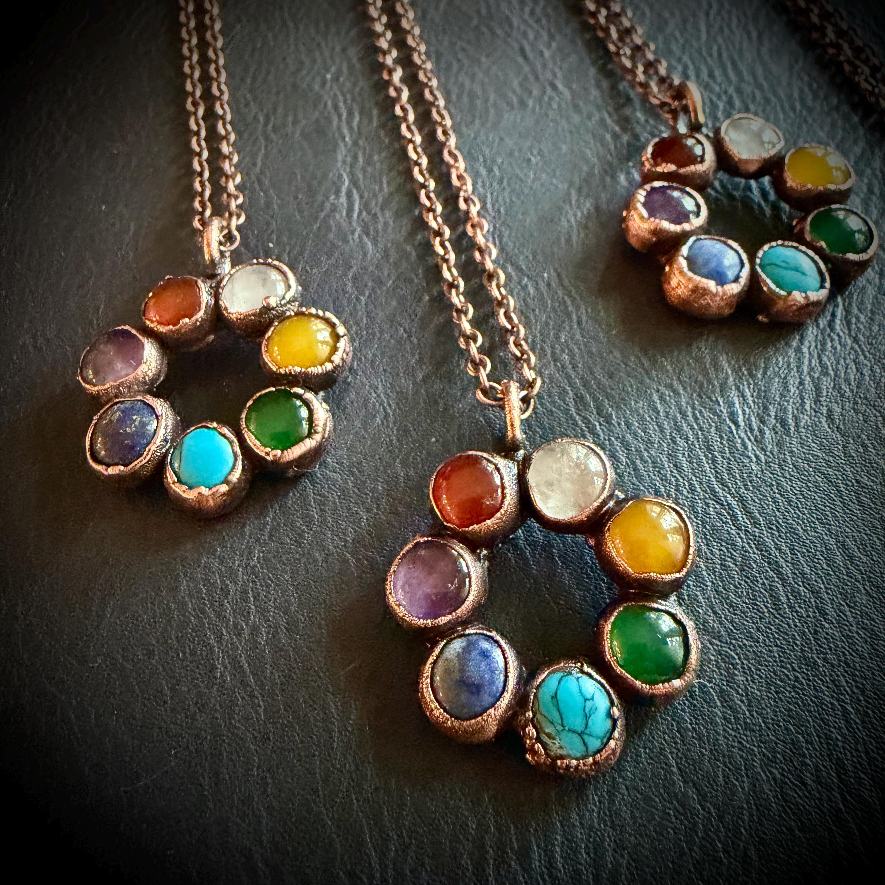 Chakra Rainbow Circle Electroformed Necklace / Pride Necklace