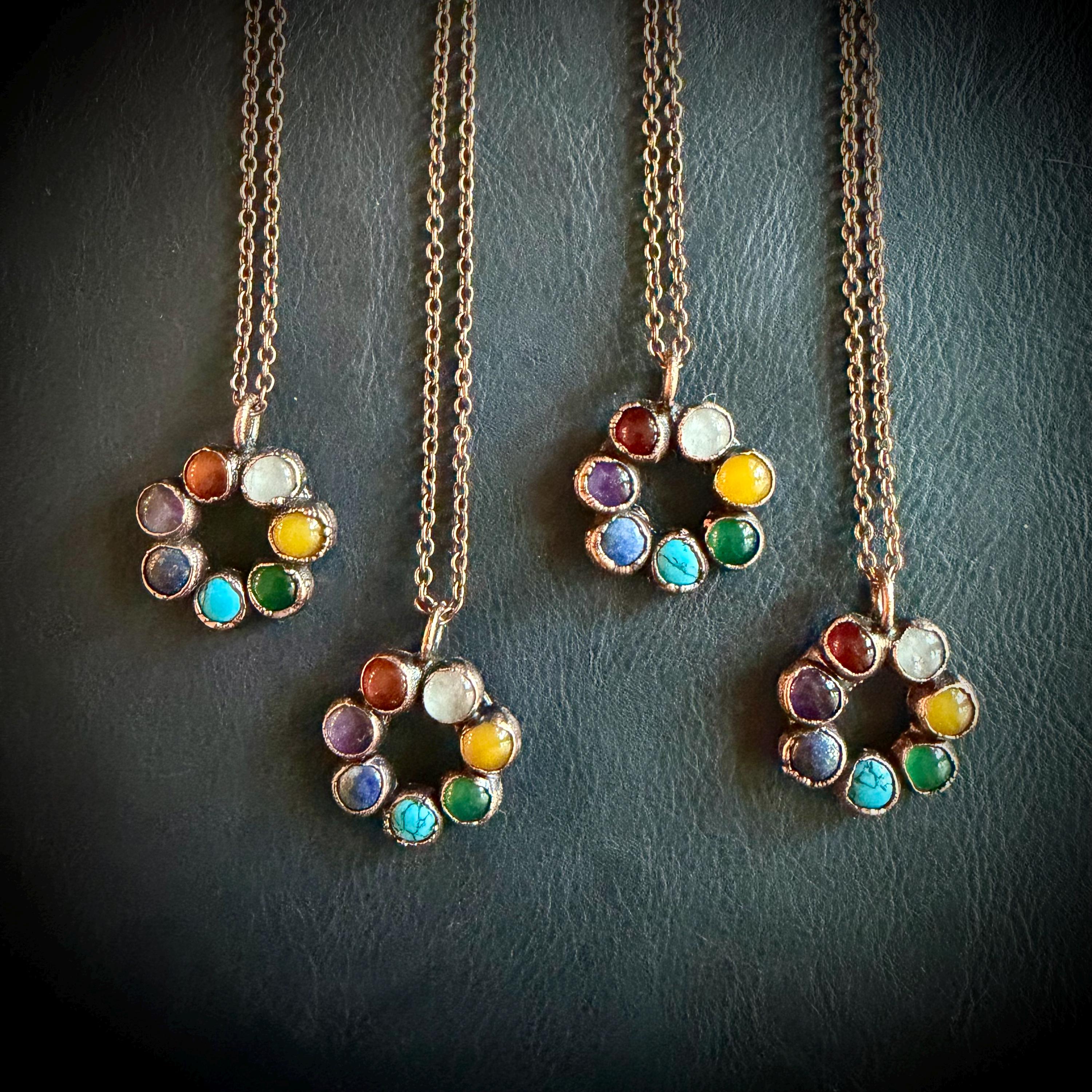Chakra Rainbow Circle Electroformed Necklace / Pride Necklace