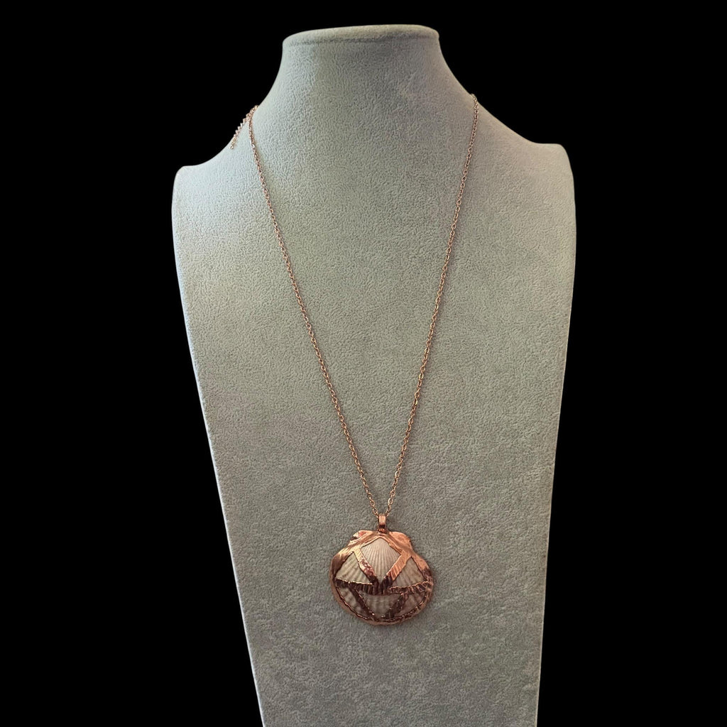 Real Sea Shell Electroformed Copper Necklace | Handmade Coastal Pendant | Rose Gold Stainless Steel Chain | One-of-a-Kind Beach Jewelry