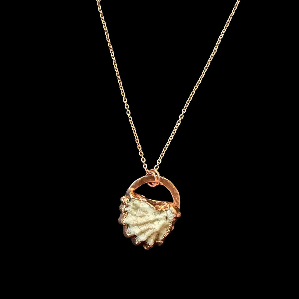 Electroformed Seashell Necklace: Copper Coastal Pendant, Rose Gold Chain