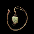 Green Lace Agate & Black Obsidian Necklace | Natural Gemstone Necklace | Electroformed Copper Jewelry | Handmade Green Crystal Pendant