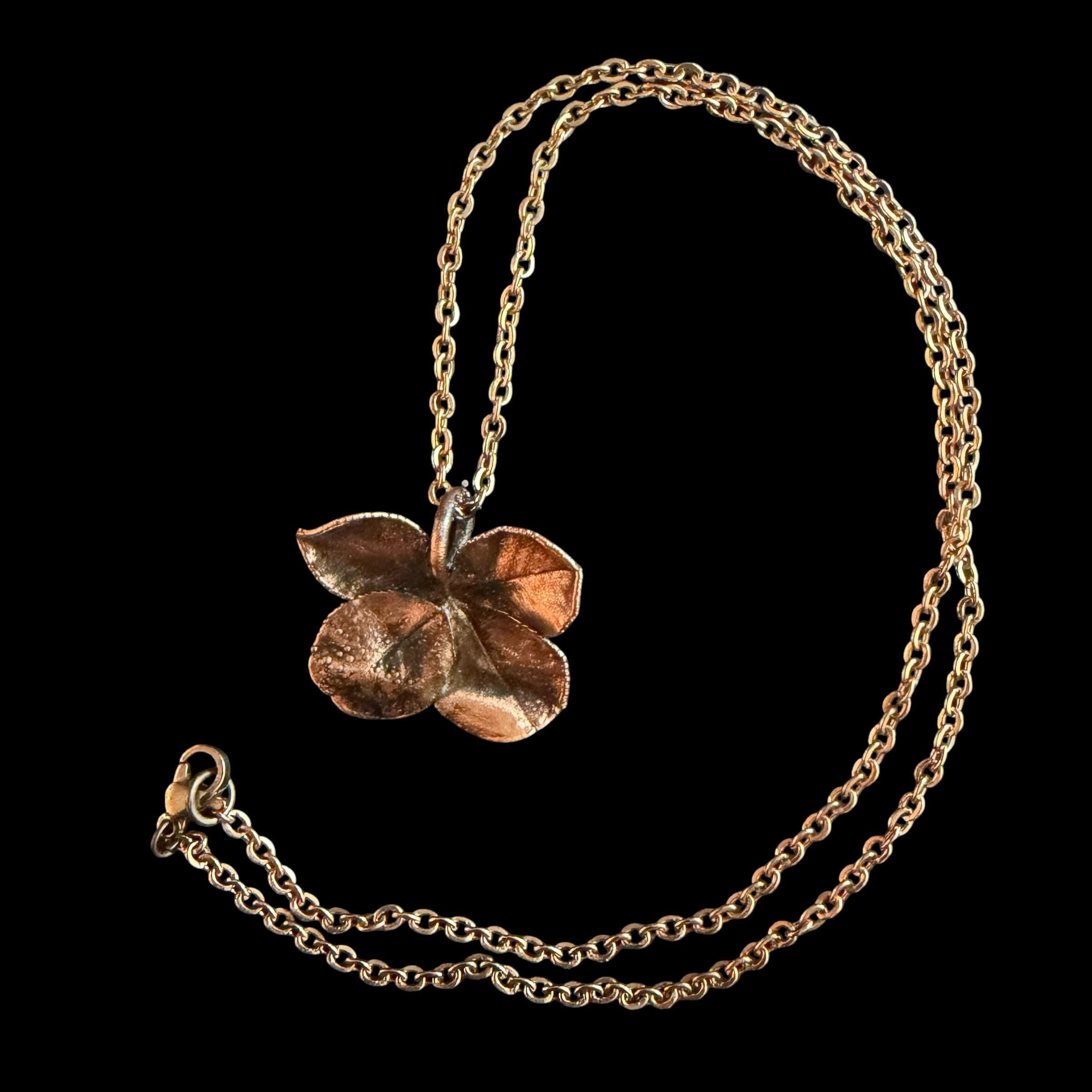 Real Four Leaf Clover Necklace | Electroformed Copper Pendant | Genuine Lucky Clover | Handmade Boho Good Luck Gift