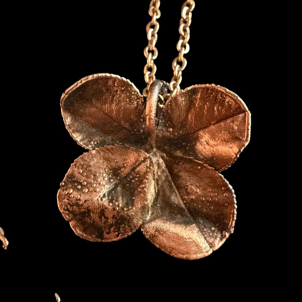 Real Four Leaf Clover Necklace | Electroformed Copper Pendant | Genuine Lucky Clover | Handmade Boho Good Luck Gift
